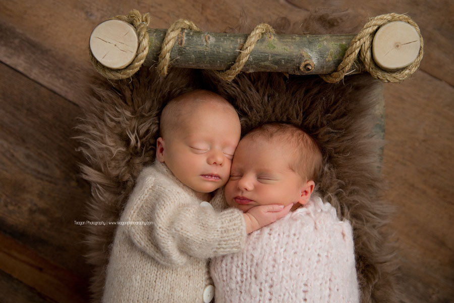 Sleeping Edmonton newborn twin babies